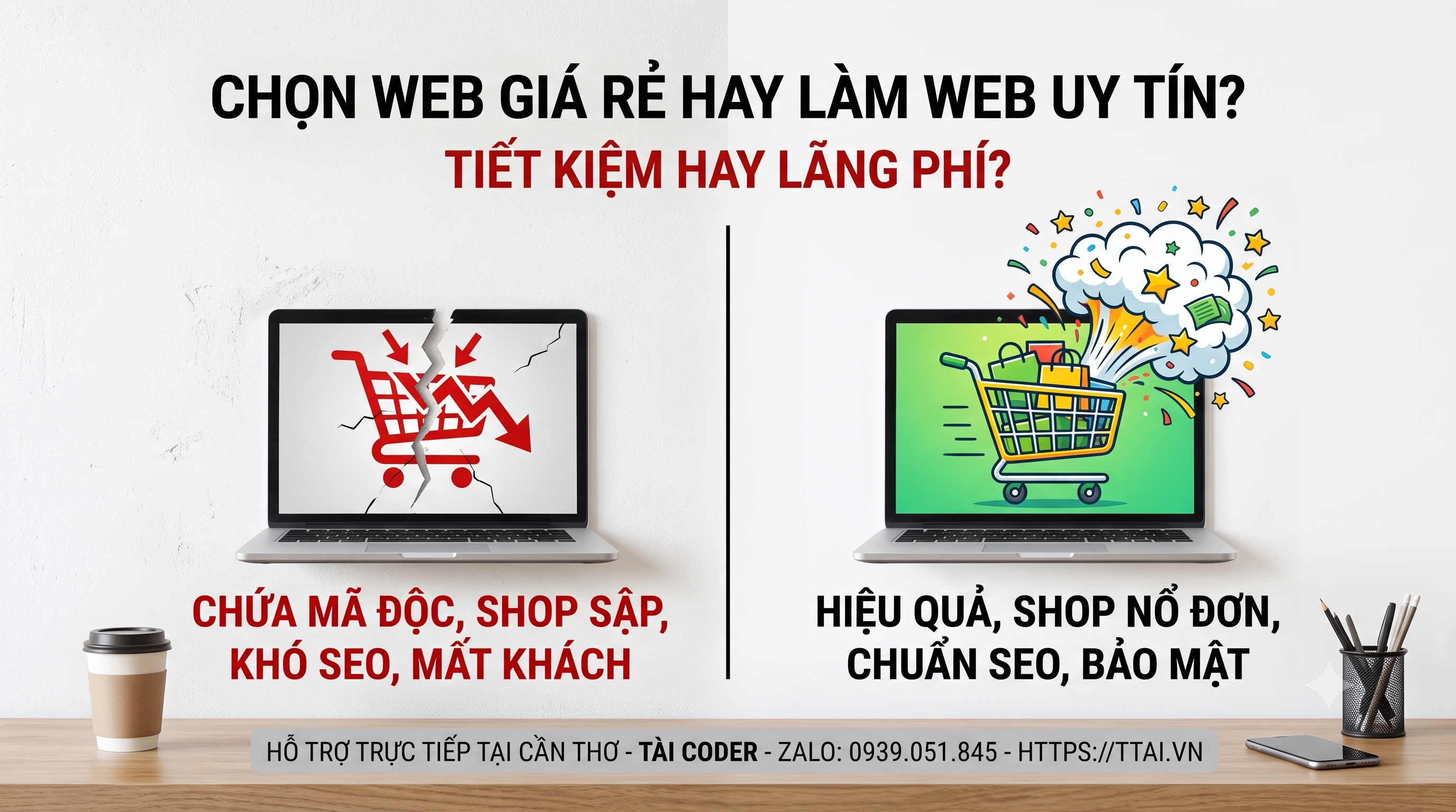 Làm website bán hàng giá rẻ: Tiết kiệm trước mắt, chắp vá lâu dài